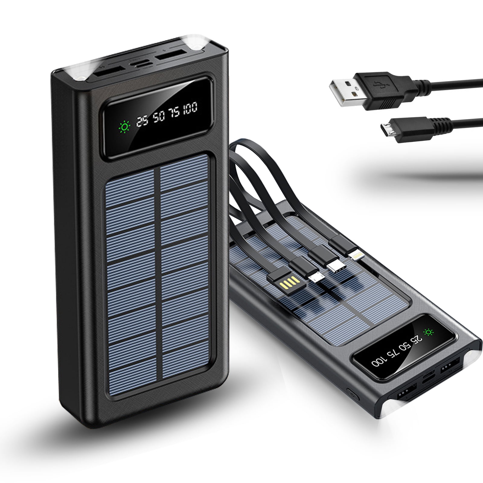 Power Bank Solar Charger 20000mAh Portable Charger,Solar Power Bank,External Battery Pack Fast Charger Built-in Super Bright Flashlight,with Five Outputs and Three Inputsso