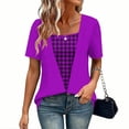 thumbnail image 2 of Camisas Y Tops de Verano de Mujer Moda Casual Cuello Redondo Camisas de Satén Camisas de Color Sólido para Mujeres, 2 of 5