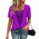 thumbnail image 2 of Camisas Y Tops de Verano de Mujer Moda Casual Cuello Redondo Camisas de Satén Camisas de Color Sólido para Mujeres, 2 of 5