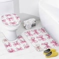 thumbnail image 4 of Cute Pink Bows Shower Curtain Sets with Rugs 4 Piece Shower Curtain Set with Curtain Rug Toilet Cover And U Shaped Mat Bow Waterproof Personality Pattern Bath Curtains for Bathtub Decor, 4 of 8