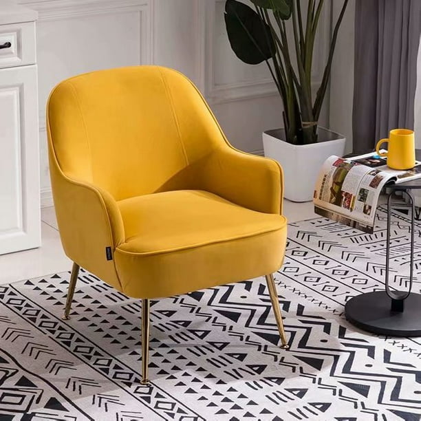 Accent Armchair with Gold Metal Legs, Velvet Upholstered