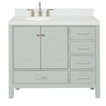 thumbnail image 2 of Ariel Cambridge 42 Inch Single Left Offset Oval Sink Bathroom Vanity With Carrara White Quartz Countertop 1.5 Edge In Grey, 2 of 10