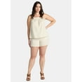 thumbnail image 2 of Time and Tru Women's Linen Blend Tank Top and Shorts Set, 2-Piece, Sizes XS-4X, 2 of 5