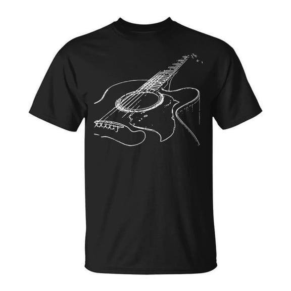 Guitar Art Graphic Tee Unisex Adult Cotton Music Lover T-Shirt for Guitarists or Casual Wear, Size 5XL, Color Black