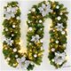 thumbnail image 1 of Guirnalda LED de ratán para decoración de Navidad, tira de adorno de flores artificiales, 2,7 M, 1 of 4