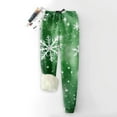thumbnail image 2 of Christmas Snowflake Print Pajama Pants for Women Festive Holiday Sleepwear with Fleece Cuffs, Red, Size S-XXL, 2 of 4