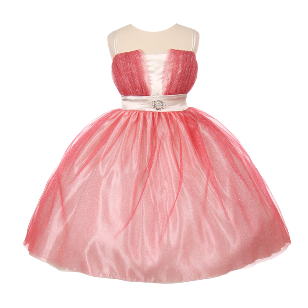 coral and white dress