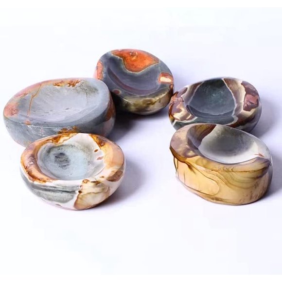 Wholesale Natural Crystal Quartz Healing Stone Ocean Palm Stone Polychrome Jasper Palm 110G-150G for Decoration 3PC