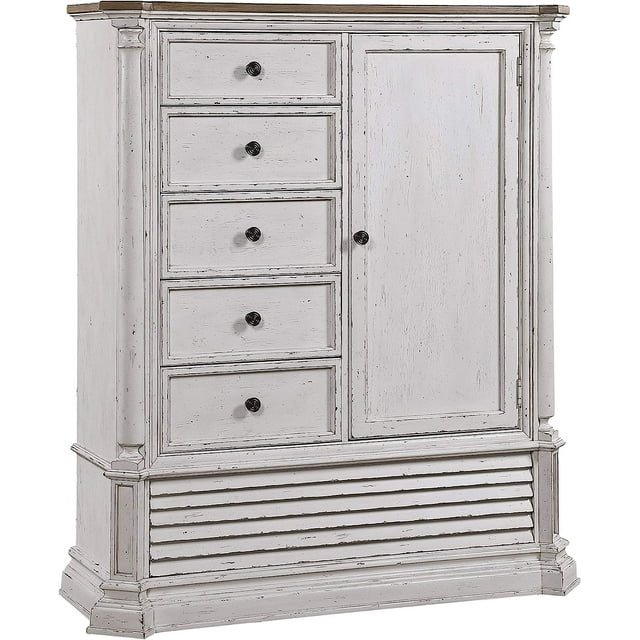 Wonder Comfort Furniture York Shire Armoire in Antique White & Dark