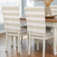 thumbnail image 2 of Vintage Linen Chair Back Covers Set of 1, Striped Beige Theme Farmhouse Stretch Dining Chair Back Slipcovers Removable Seat Cover for Kitchen Restaurant Hotel Cafe, 2 of 9