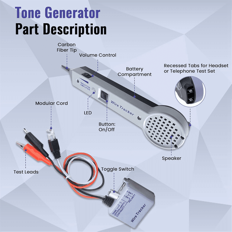 200EP Tone Generator & Probe Wire Tracer Kit - Cable Tester For Network, Phone Lines, Short Circuit Finding
