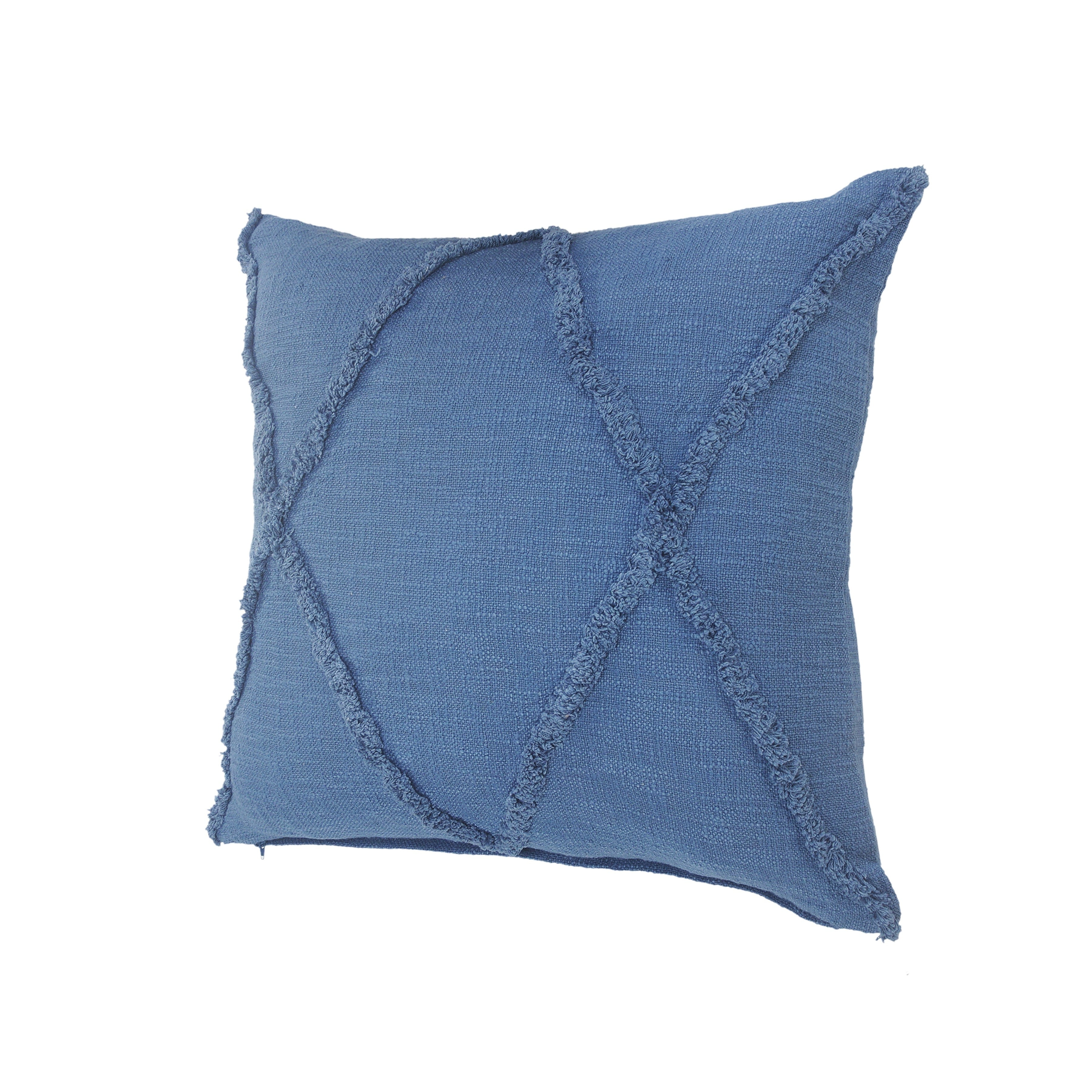 Ox Bay Sara Set of 2 Shag Diamond 18" x 18" Coronet Blue Cotton Adult Decorative Throw Pillows
