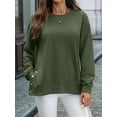 thumbnail image 5 of Female Oversized Sweatshirts Long Sleeve Hoodies Shirts Fall Side Slit Pullover Top Teen Outfits Green S, 5 of 9
