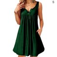thumbnail image 1 of Vestido De Mujer Chaleco Con Botones Plisados ​​Camiseta Vestido Sin Mangas Con Bolsillo Casual, Verde Oscuro, S Advancent AP002060-26, 1 of 6