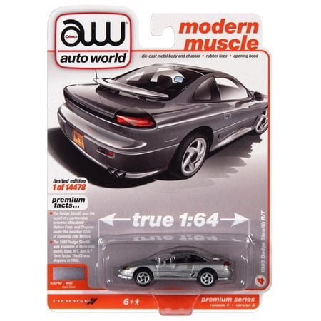 1/64 1993 Dodge Stealth RT, Dark Silver, Auto World 2021 Release 4A AWSP082-A