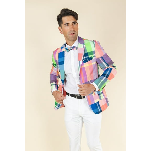 The Plaid To The Bone - Shinesty Plaid Patchwork Suit  US Jacket 54