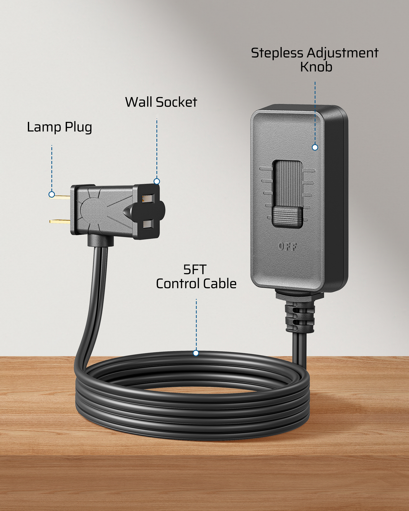 Dewenwils Plug-In Dimmer Switch with 4.9 Ft Cord photo 2