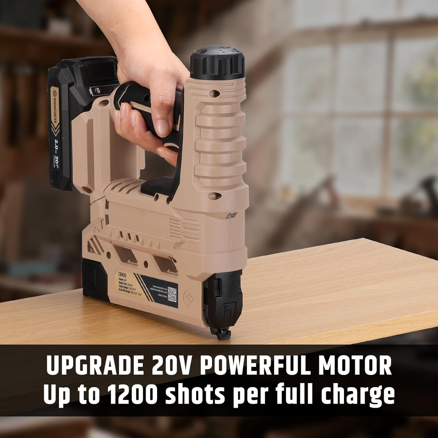 Cordless 2-in-1 Brad Nailer (Battery & Charger), 18GA Nails (5/8"-1-1/4") & Staples (5/8"-1"), 6-Level Depth Adjustment, LED Light, Safety Lock, 2000 Nails Included,