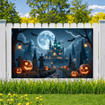 thumbnail image 5 of Gothic Design Halloween Banner Spooky Castle Jack O Lantern Decorative Spooky Scene Pumpkin for Halloween Party Yard Decor, 5 of 9