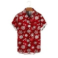 thumbnail image 5 of Men's Button Down Shirts Xmas Tree Print Christmas Clothes Short Sleeve Collared Blouse Tops for Men Big and Tall (XL, Red 03), 5 of 5