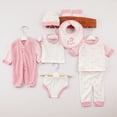 thumbnail image 2 of Caqnni Baby Girl Boy Clothes Set +Bib+Sock Set Tops+Hat+Pants Girl Boy Baby 8Pcs Outfits Boy Shoes+Romper Girl Boy for 0-3 Months Gifts Set, 2 of 7