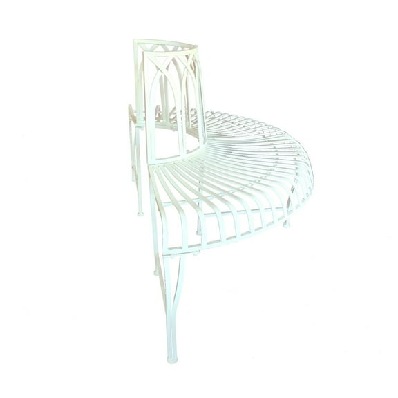 White Tree Wrap Garden Bench Semi-Circle