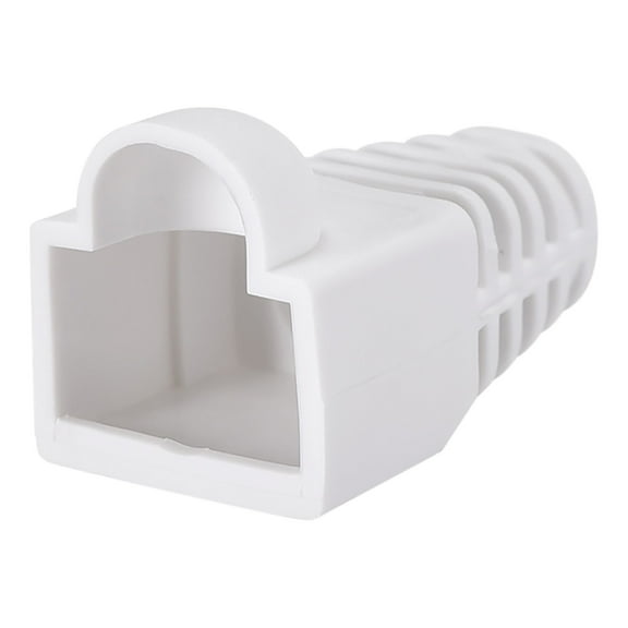 White 6mm Hole Dia RJ45 Boots Cover Anti Dust Plastic Protector for Network Cable Cat5 Cat5E Cat6 50Pcs