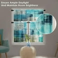 thumbnail image 3 of Turquoise Kitchen Curtains Valance and Tiers Set, Teal Abstract Short Window Curtains, Modern Art Painting Curtains Treatments Tiers Set for Window Decor 52" x 24", 3 of 6