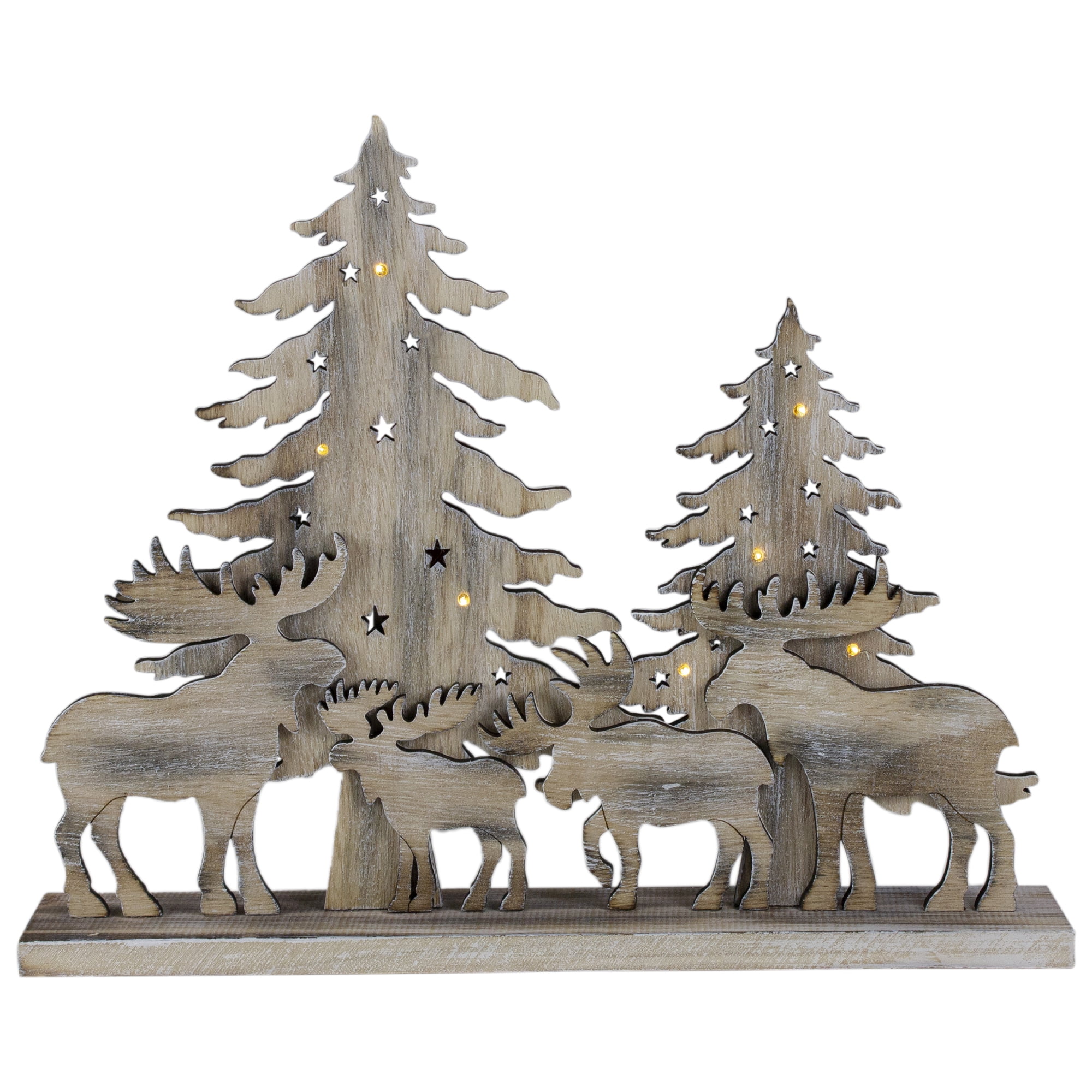 LED Wooden Heart Christmas Tree Scene Reindeer Lights Up Hanging Decoration Gift 