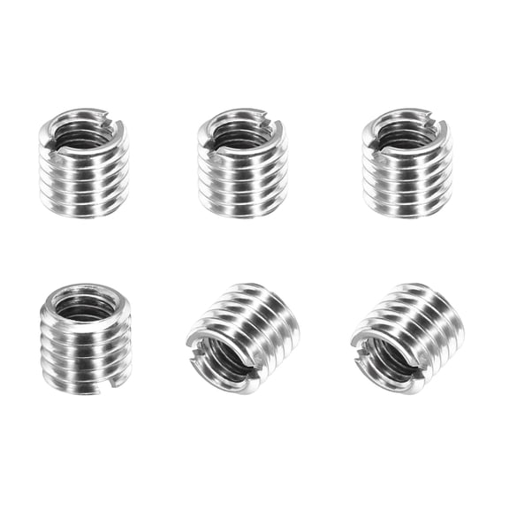 Thread Adapters Sleeve Reducing Nut, 6Pcs M8x1.25 Male to M6x1 Female Repairing Insert Nut Screw Reducer Conversion 303 Stainless Steel Fastener 8mm