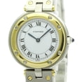 thumbnail image 1 of Pre-Owned CARTIER Santos Round 18K Gold Steel Quartz Ladies Watch Polished, 1 of 8