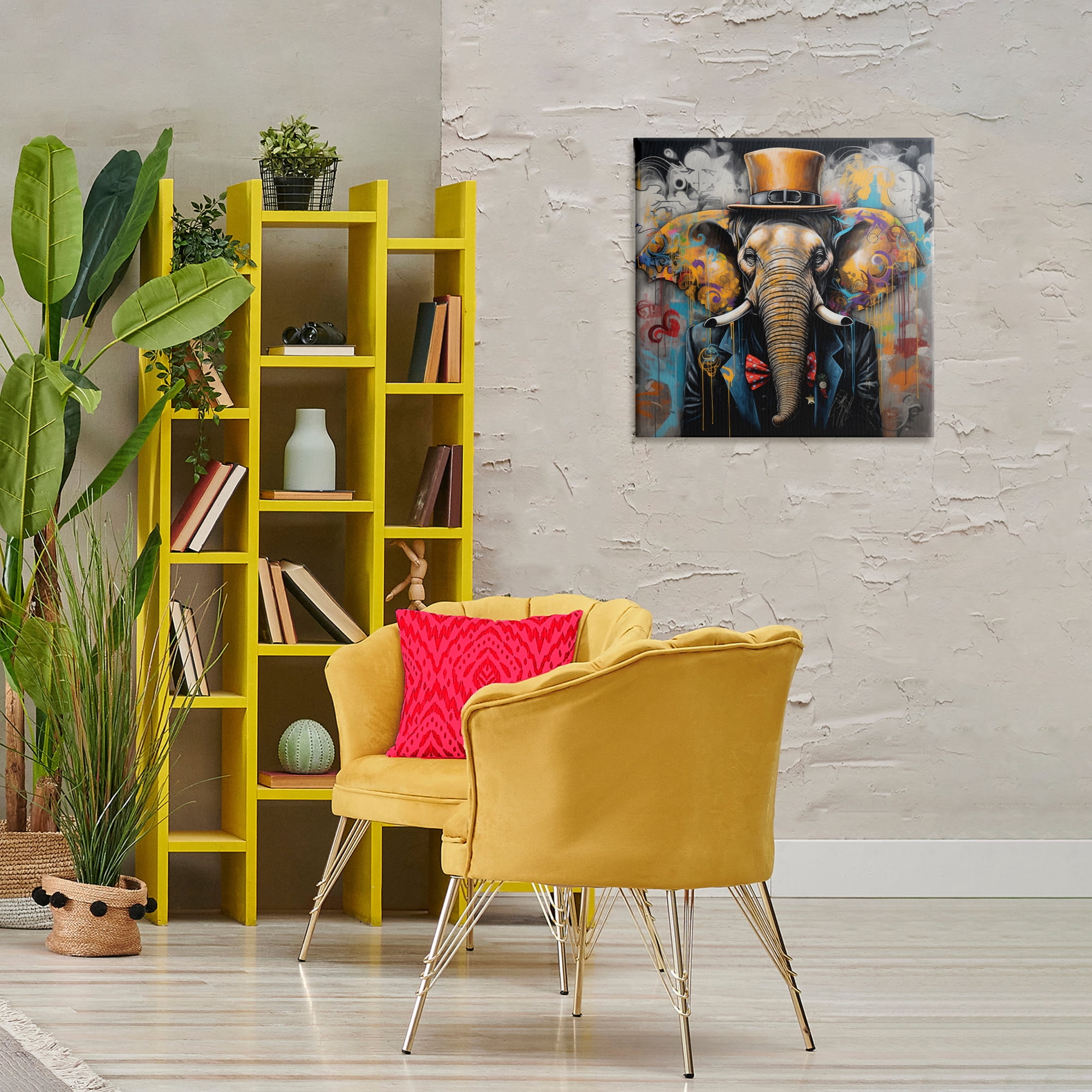 Stupell Industries Urban Graffiti Elephant Animals & Insects Painting Gallery Wrapped Canvas Art Print Wall Art, 24 x 24