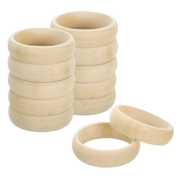 12Pack Wood Bangle Bracelets, 81mm/3.2inch Unfinished Smooth Wooden Rings