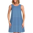 thumbnail image 1 of Fotbe Blue Gingham Vestido de Verano sin Mangas para Mujer – Vestido Midi Línea A, Estilo Camiseta Floral, Vestido Playero Casual y Fluido, 1 of 7