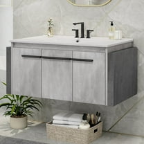 Uforic 36" Inch Wall Mounted Bathroom Vanity with Sink, Modern Floating Bathroom Sink Storge Cabinet , Gray
