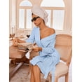 thumbnail image 4 of Ekouaer Robes for Women Waffle Knit Bathrobe Lightweight Kimono Robe Knee Length Loungewear with Pockets, 4 of 6