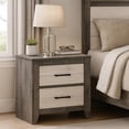 thumbnail image 6 of Benjara Yaz 25" Modern 2 Drawer NightStand- Bar Metal Handles- White & Gray, 6 of 7