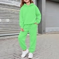 thumbnail image 2 of Bainana Girls Athletic Outfit Set Solid Color Long Sleeve Hoodies And Pants 2 Pieces Set Comfortable Sports Fall Outfits For Kids Size 2-13 Years, 2 of 6