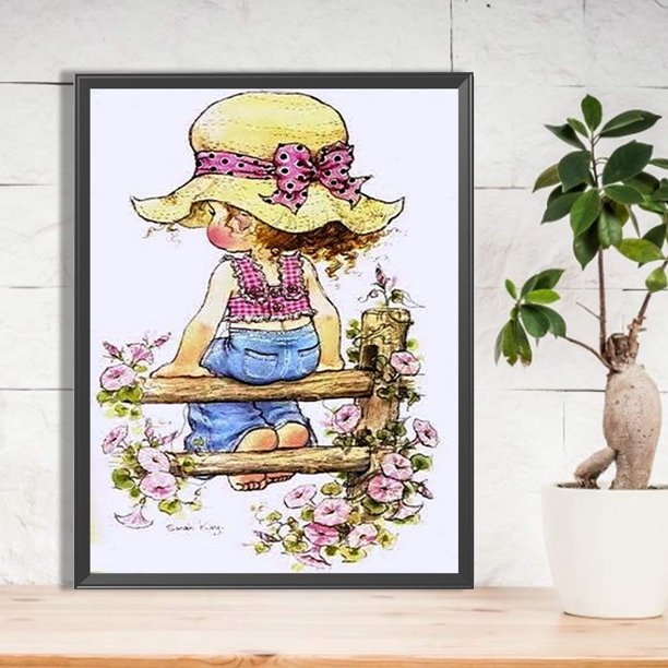 Cuadros Decorativos Pintura de diamante 5D DIY Taladro redondo completo Chica Kit Decoración del hogar Arte Artesanía DQrwqpou embutido en tela