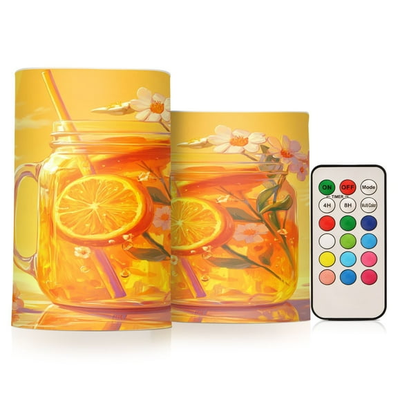 BZSMCE Flameless Candles LED Lights Orange Soda with Flowers Creativity Battery Candles