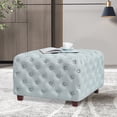 thumbnail image 3 of Homebeez Middle Century Upholstered Tufted Coffee Table with Padded Seat, Large Square Ottoman for Living Room Home Office, 3 of 5