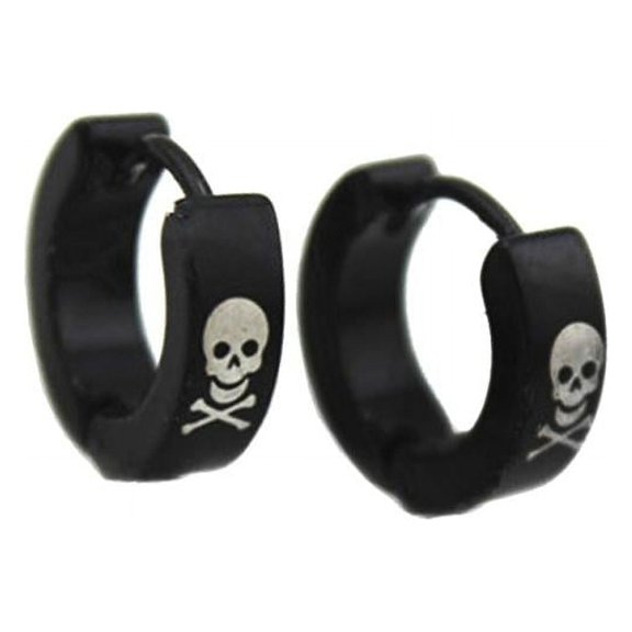 Fashion Black Men Stainless Skull Pattern Ear Clip Stud Earrings