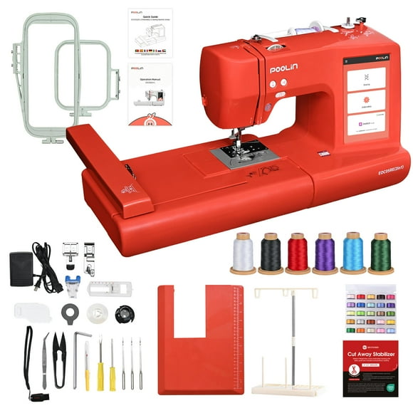 Poolin EOC05RE(2in1) Computerized Sewing & Embroidery Machine 7.9x11" Area, 7" Touch Screen with Wireless Connectivity
