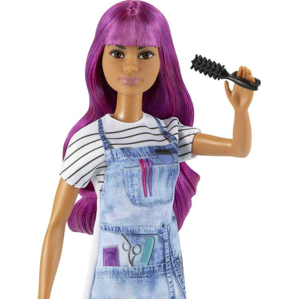 Barbie Salon Stylist Fashion Doll Dressed in Tie-dye Smock with Purple Hair - Walmart.com
