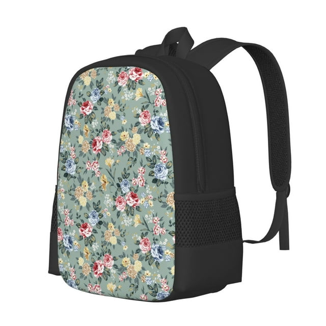 Fotbe Rose Flowers Pattern Student Backpack –School backpack Large Capacity Durable and Ergonomic Backpack with Laptop Compartment and Multiple Pockets