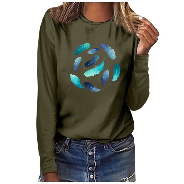 Blusa cómoda de manga larga con estampado informal para mujer a la moda Fridja FKASFK2374