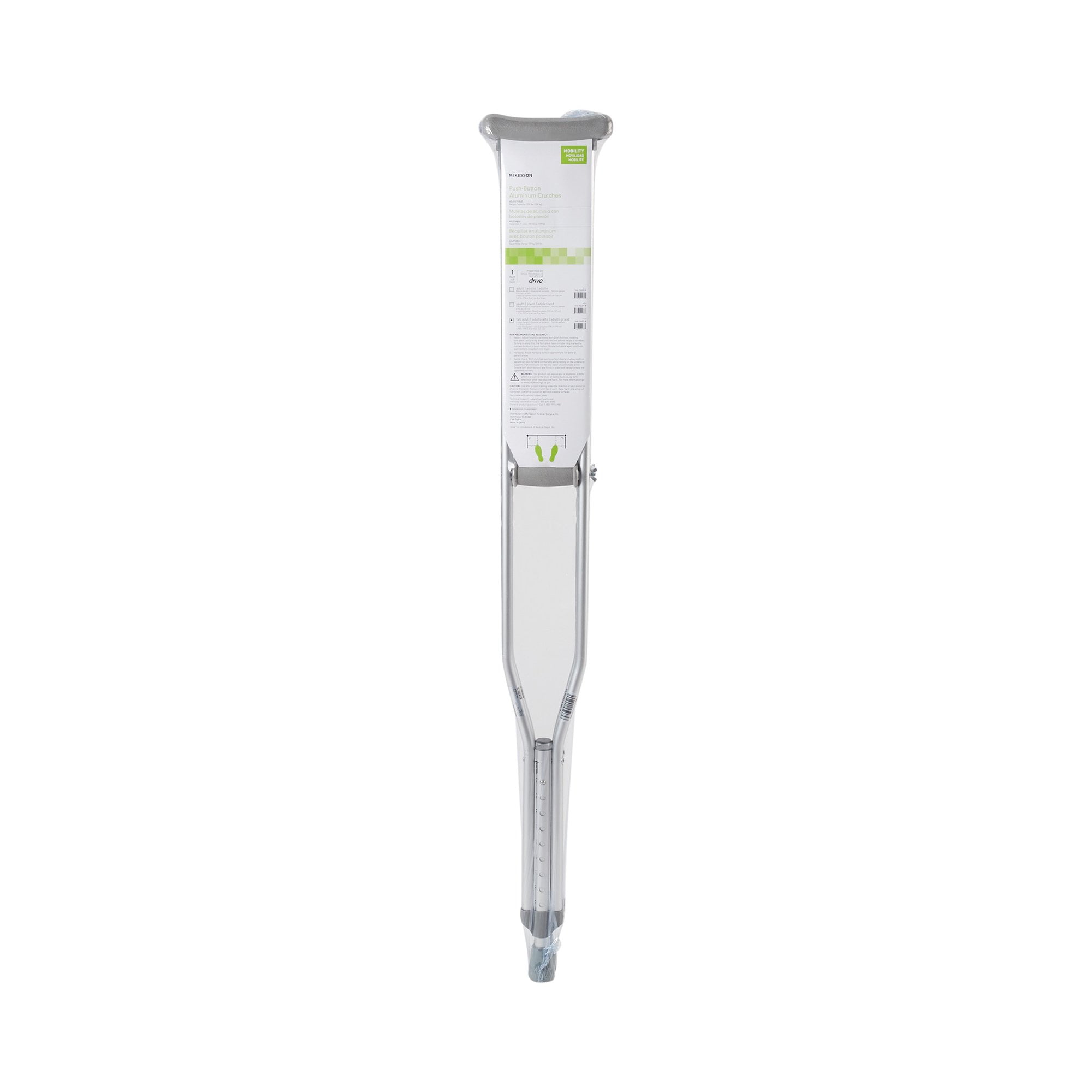 McKesson Aluminum Crutches, PushButton for Tall Adults, 5'10" to 6'6