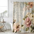 thumbnail image 6 of Farmhouse Pink Floral Shower Curtain Set - Extra Long 72" x 96" Washable Bathtub Curtain with 12 Hooks, Spring Vintage Botanical Flowers Waterproof Fabric Stall Shower Curtains for Bathroom Décor, 6 of 6