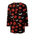 thumbnail image 4 of Halloween Henley Tops for Women 3/4 Sleeve Pumpkin Ghost V Neck T Shirts Funny Graphic Tshirts Halloween Costumes, 4 of 5