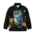thumbnail image 4 of Chririnla Funny Owls Pattern Girls Vacation Hoodies Quarter Zip Up Sweatshirt Pullover Sweatshirts Comfy Travel Wear for Trip Seaside Holiday Size 5-6, 4 of 7